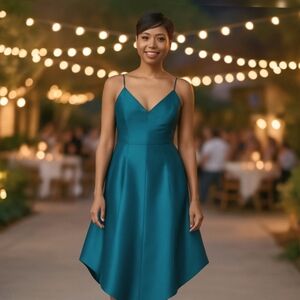 Keepsake Translate Midi Dress Exposed Zipper Spaghetti Strap Full Skirt Emerald